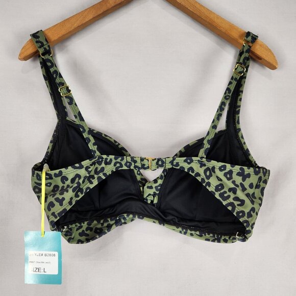 NWT Marina West Two Piece Swimsuit Women's L Olive Black Leopard Bikini UPF 50 - Picture 5 of 13